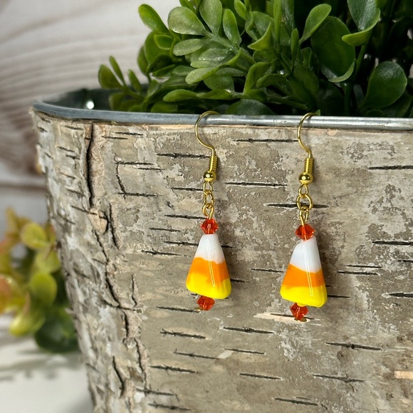 Handmade Candy Corn Earrings - Picture 1 of 8